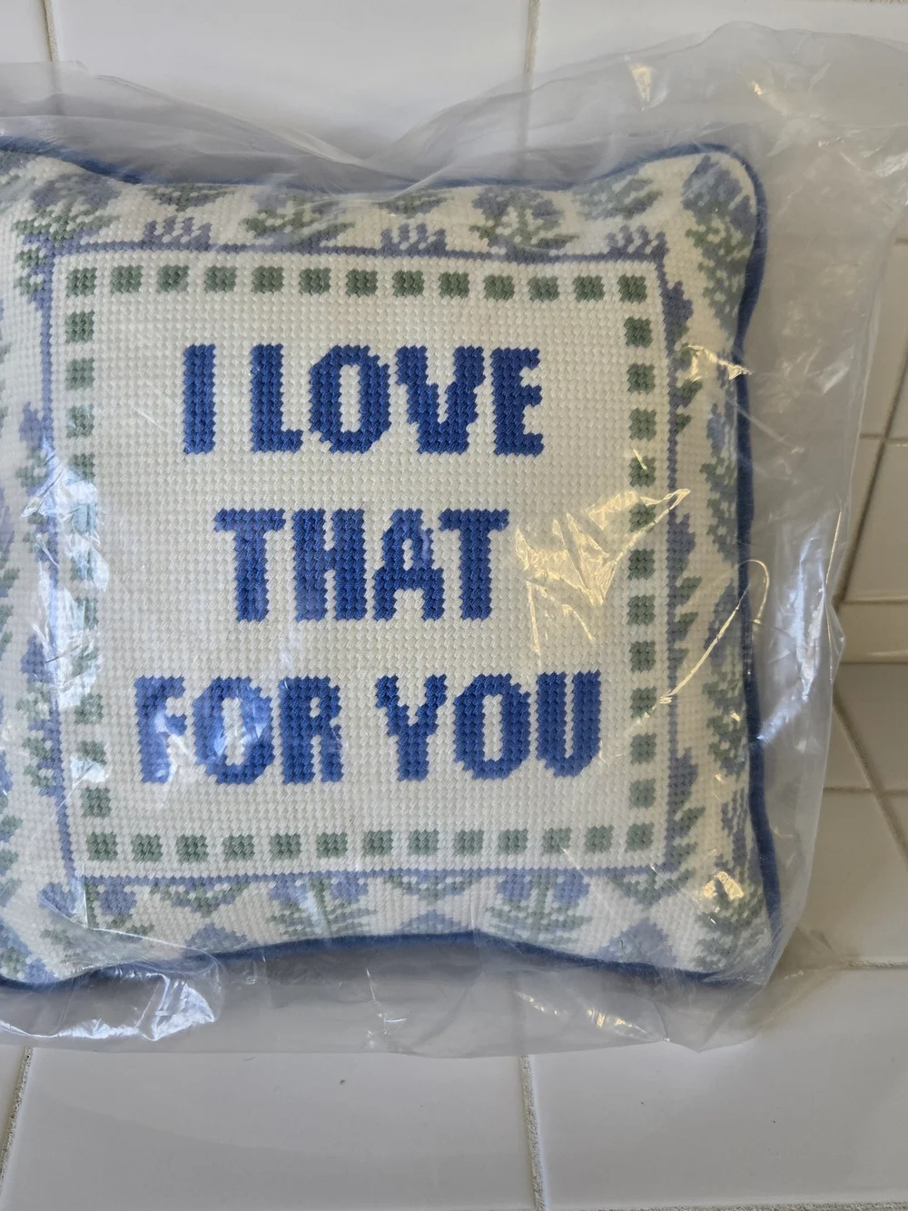 Furbish-I Love That For You Decorative Throw Pillow - Blue & Green